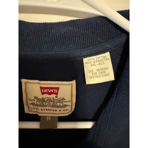 Levi Polo Vintage Short Sleeve‎ Men’s Shirt Size Medium Navy and White - Picture 3 of 5